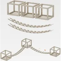Markenlos Katzen Kletterwand Set mit 2 Brücken und 3 Liegen aus Holz Deckenmontage Anpassbar