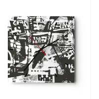 ARTTOR Wanduhr - Quadrat - Glasuhr - Schwarzweiß Figuren Abstraktion - 40x40cm - Schleichendes Uhrwerk - Lautlos - zum Aufhängen bereit - Dekoration Modern - Wanddekoration aus Glas - C3AC40x40-5125