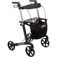 Mobilex FabaCare Rollator Leopard mit Einhandbremse links rechts, Leichtgewichtrollator, faltbar, mit Vollausstattung, bis 150 kg, Anthrazit