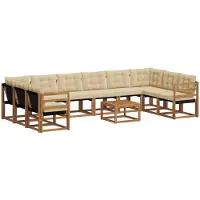 vidaXL Outdoor-Sofagarnitur 11 stk. Natur und Beige