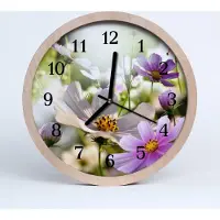 Tulup Holzuhr 30fi cm wanduhr - Cosmos Blumen Blumen