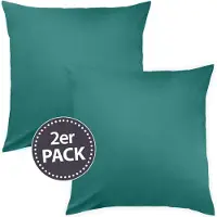 TRAUMSCHLAF Uni Mako-Satin Kissenbezüge Doppelpack 2x Kissenbezug 65x100 cm petrol