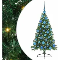 vidaXL Stabli Möbel Künstlicher vorbeleuchteter Weihnachtsbaum Grün 120cm PVC - Künstliche Weihnachtsbäume Neu design966194