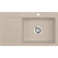 SYSTEMCERAM Spüle KeraDomo STEMA 86 SL in FANGO Becken rechts mit Excenterbedienung /