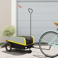 vidaXL Möbel Fahrradanhänger Schwarz und Gelb 30 kg Eisen - Fahrradanhänger &11558