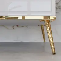 Lomadox Wohnzimmer Komplett Set GUBIN-131 in weiß Hochglanz mit goldenen Akzenten
