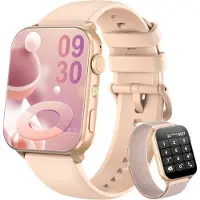 Blackview Herren Damen, Bluetooth-Anrufe/LED-Leuchten/2 Armbänder (Silikon/Nylon), Sportuhr mit Puls-Schlaf-Schritte-Kalorien-Kilometer-Monitor, 350mAh (6+ Tage