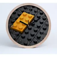 Tulup Holzuhr 20fi cm wanduhr - schwarze Spitzen - Legosteine