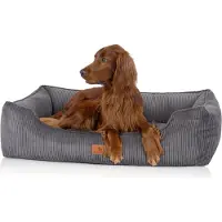 Knuffelwuff orthopädisches Hundebett aus Cord mit Handwebcharakter Nunavut XL 105 x 75cm Grau