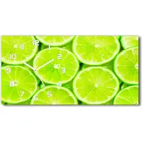 Tulup Wanduhr aus Glas – 60x30 cm - Glasbild - Glasuhr - Gehärtetes Glas - weisse-zeiger - Zitronen