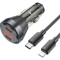 Hoco NZ12C QC 3.0 Power KFZ Ladegerät Schnell Ladegerät Auto Netzteil 2x USB inkl. Lightning Ladekabel für iPhone iPad iPod