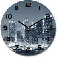 Tulup Wanduhr aus Glas 30fi Glasbild Glasuhr Gehärtetes Glas - schwarze-zeiger - Manhattan New York