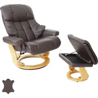 Robas Lund MCA Relaxsessel Windsor XXL, TV-Sessel Hocker, Echtleder 180kg belastbar braun, naturbraun