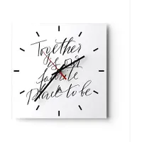 ARTTOR Wanduhr - Quadrat - Glasuhr - Gemeinsam unser Ort - 30x30cm - Schleichendes Uhrwerk - Lautlos - zum Aufhängen bereit - Dekoration Modern - Wanddekoration aus Glas - C3AC30x30-4539