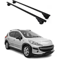 Omtec Dachträger Grundtäger für Peugeot 207 Kombi 2007-2012 75kg Metall Schwarz 2 tlg