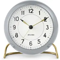 Arne Jacobsen – Station Tischuhr – Ø11 cm – Grau & Weiß
