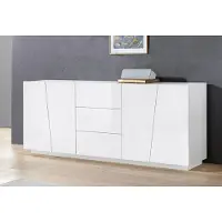 Möbelando Sideboard Anrichte Kommode Beistellschrank Highboard Schrank "Viterbo I" Weiß Hochglanz