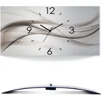 ARTland Wanduhre, gebogen Quarzuhr - schwarzer Zeiger Abstraktes Design - schöne Welle Größe: 50x25 cm