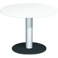 Geramöbel Gera Bistrotisch Konferenztisch Tellerfuß Kreisform, feste Höhe, D-1000x720, Weiß