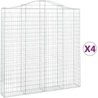 vidaXL Gabionen mit Hochbogen 4 Stk. 200x30x200/220cm Verzinktes Eisen