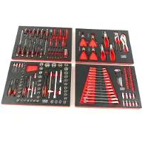 HBM 154-teiliges Premium-Werkzeugset für Werkzeugwagen – ROT