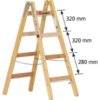 Euroline Holz Sprossenstehleiter Nr. 12506 mit Eimerhaken 2x4 Sprossen