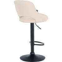 CLP Barhocker Milet Stoffbezug höhenverstellbar drehbar mit Rückenlehne | Farbe creme Gestell Farbe schwarz
