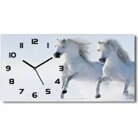 Tulup Wanduhr aus Glas – 60x30 cm - Glasbild - Glasuhr - Gehärtetes Glas - schwarze-zeiger - Grünes Gitter