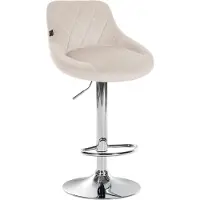 DELUKE Barhocker FALON - Samt Creme 46x49x83 cm Silber | Barstuhl Mit Lehne Drehbar Tresenhocker Tresenstuhl Kneipenhocker Kneipenstuhl