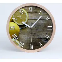 Tulup Holzuhr 25fi cm wanduhr - weiße Spitzen - Zitronen auf Holz