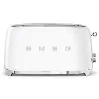 Smeg Langschlitztoaster mit Brötchenaufsatz 2 Scheiben Hochglanz, 2 lange Schlitze, für 2 Scheiben, 1500,00 W, Auftauen, Rösten, Stopp - Weiß
