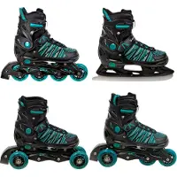 Raven 4in1 Inlineskates/Triskates/Rollschuhe/Schlittschuhe Vella Black/Mint 37-40 verstellbar