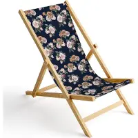 Ferocity Holz Liegestuhl Klappbar Klappliegestuhl Sonnenliege Strandstuhl Wechselbezug Motiv Vintage Rosen [119]