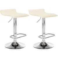 TPFLiving 2er Set Barhocker Dynasty One Gestell Metall in Chromoptik Kunstleder Creme