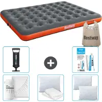 Bestway Luftmatratze – 2 Personen – 152 x 203 x 22 cm – Grau/Orange – im Lieferumfang enthalten Zubehör