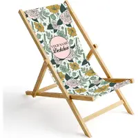 Ferocity Personalisierbarer Holz Liegestuhl Klappbar Klappliegestuhl Sonnenliege Strandstuhl Wechselbezug Motiv Azalien und Rosen [119]