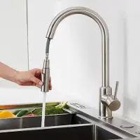 CECIPA Wasserhahn Küche ausziehbar mit 2 Strahlarten, 360° Drehbar Spültischarmatur, MAX Küchenarmatur 304 Edelstahl, Einhandmischer, Gebürstet