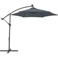 Beliani Ampelschirm Grau Polyster/Stahl mit Solarmodul LED-Beleuchtung 285 cm rund Garten Terrasse Balkon