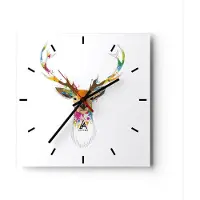 ARTTOR Wanduhr - Quadrat - Glasuhr - Deer fantasie Graffiti Grafik - 40x40cm - Schleichendes Uhrwerk - Lautlos - zum Aufhängen bereit - Dekoration Modern - Wanddekoration aus Glas - C3AC40x40-3161