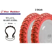 Veerubber 2 Stück 12 Zoll Fahrrad Reifen 12.5x2 1/4 Kinder Wagen Roller 62-203 Rot