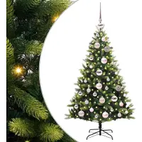 Syfax Künstlicher geflammter Weihnachtsbaum 150 LEDs Grün 120 cm