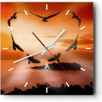 ARTTOR Wanduhr - Quadrat - Glasuhr - Natur Landschaft Insel Meer - 40x40cm - Schleichendes Uhrwerk - Lautlos - zum Aufhängen bereit - Dekoration Modern - Wanddekoration aus Glas - C3AC40x40-2440