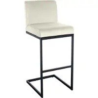 DELUKE Barhocker GANOR - Samt Creme 43x53x104 cm | Barstuhl Mit Lehne Tresenhocker Tresenstuhl Kneipenhocker Kneipenstuhl