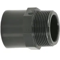 Haf 1x PVC Fittings Übergangsnippel mit 40/50mm x 1 1/2" | Klebemuffe/Klebestutzen x Außengewinde | Übergangsmuffe aus grauem PVC | PN16 für Rohr