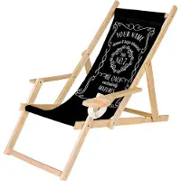 Ferocity Personalisierbarer Holz Liegestuhl Klappbar Klappliegestuhl mit Armlehne und Getränkehalter Strandstuhl Motiv Whiskey [119]