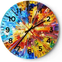 ARTTOR Wanduhr - Rund - Glasuhr - Abstraktion modern - 40x40cm - Schleichendes Uhrwerk - Lautlos - zum Aufhängen bereit - Dekoration Modern - Wanddekoration aus Glas - C4AR40x40-3982