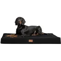 Tierlando OSCAR VISCO Orthopädische Hundematratze Kunstleder Velours Hundebett - Größe: 100x80cm | Farbe: 03 Schwarz