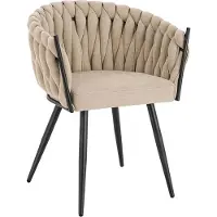 HOME DELUXE Esszimmerstuhl AYLA – Beige, gewebt (7er Set) | Moderner Stoffstuhl für Esszimmer & Küche