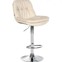 DELUKE Barhocker MITUN - Kunstleder Creme 46x54x92 cm Silber | Barstuhl Höhenverstellbar Mit Lehne Drehbar Tresenhocker Tresenstuhl Kneipenhocker
