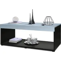 Vladon Couchtisch Pure, Germany, Wohnzimmertisch in Kastenform, Schwarz matt/ Denim matt (104 x 40,5 x 58 cm)